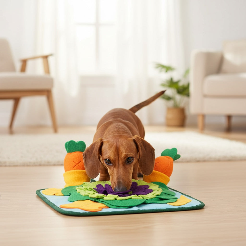 Zonix Schnüffelteppich für Hunde mit Karotten-Spielzeug aus weichem Fleece für langsames Fressen und Beschäftigung